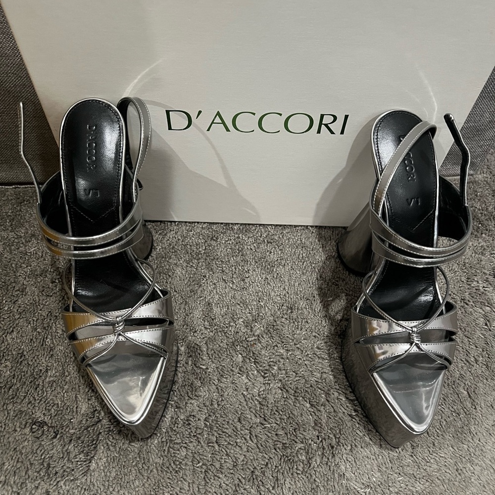 Silver Women's Platform Heels - Picture 4 of 5